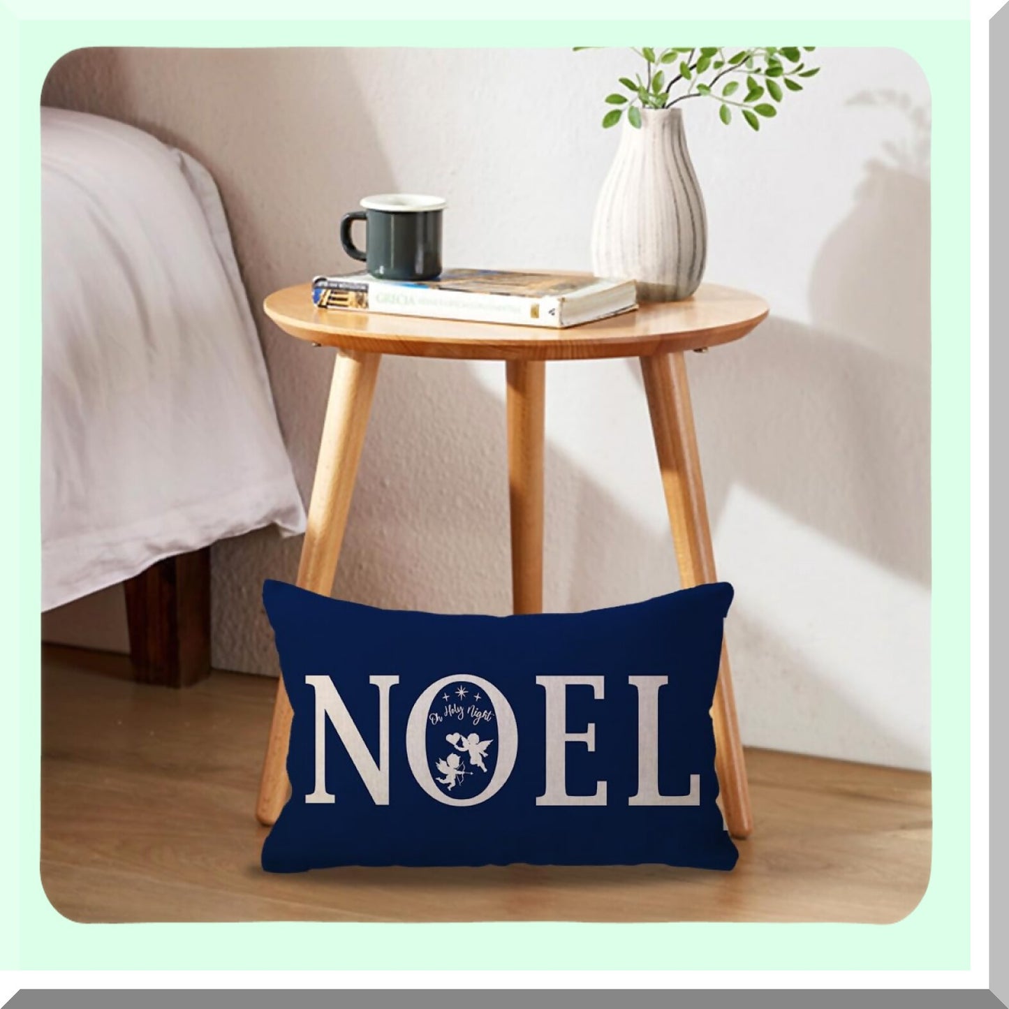 Winter Joy Noel Pillow Covers - Oh Holy Night Cushion Covers - Blue Holiday Pillowcases - Couch Sofa Porch Decor - Jesus Inspired 2 Pack