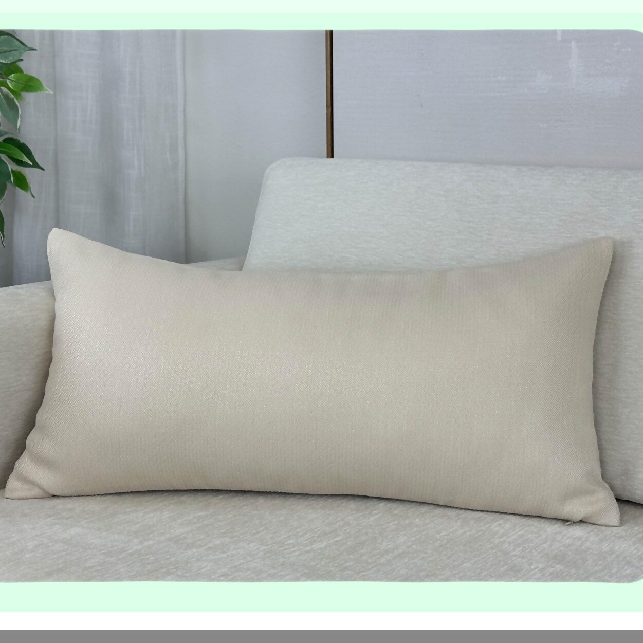 Luxury Ivory Lumbar Pillow Covers - Set of 2, Brushed Polyester, 14" x 26", Zipper Closure, Decorative Throw Pillow Cases for Home Decor