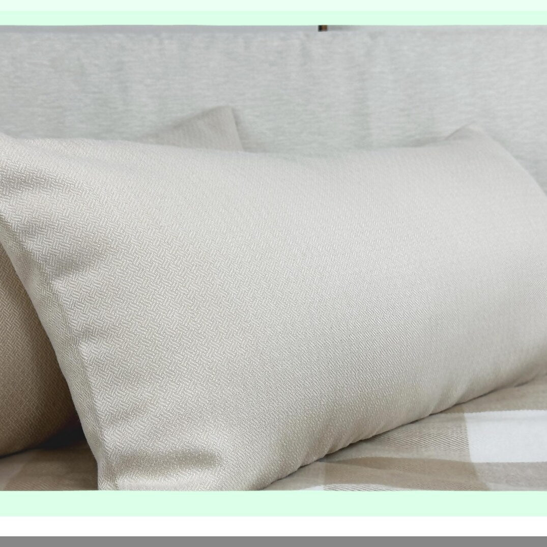 Luxury Ivory Lumbar Pillow Covers - Set of 2, Brushed Polyester, 14" x 26", Zipper Closure, Decorative Throw Pillow Cases for Home Decor