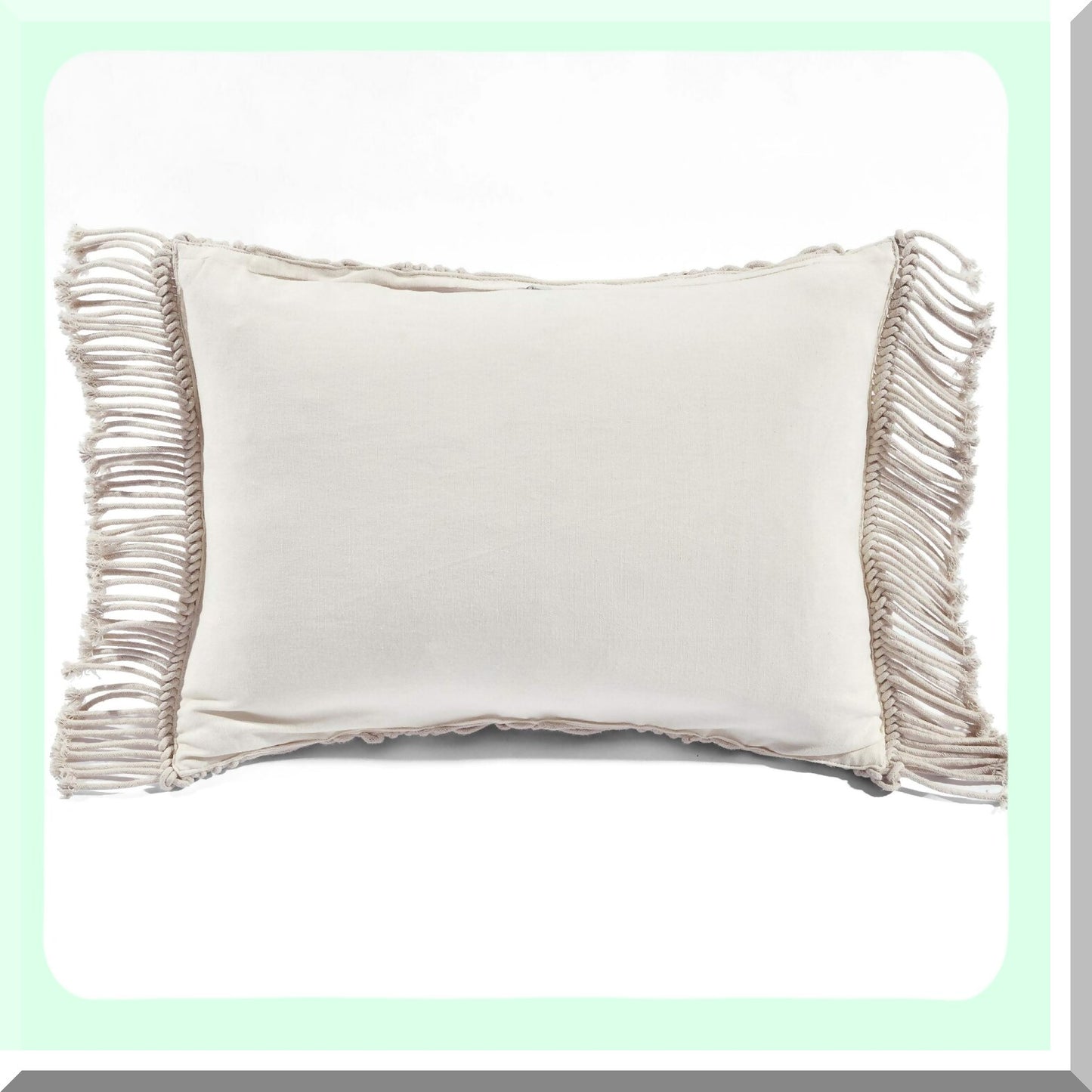 Neutral Chevron Macrame Decorative Throw Pillow Cover - Rectangle Pillow Cover for Bed, Couch, Chair - 20" x 13" - Stylish Home Decor Accent