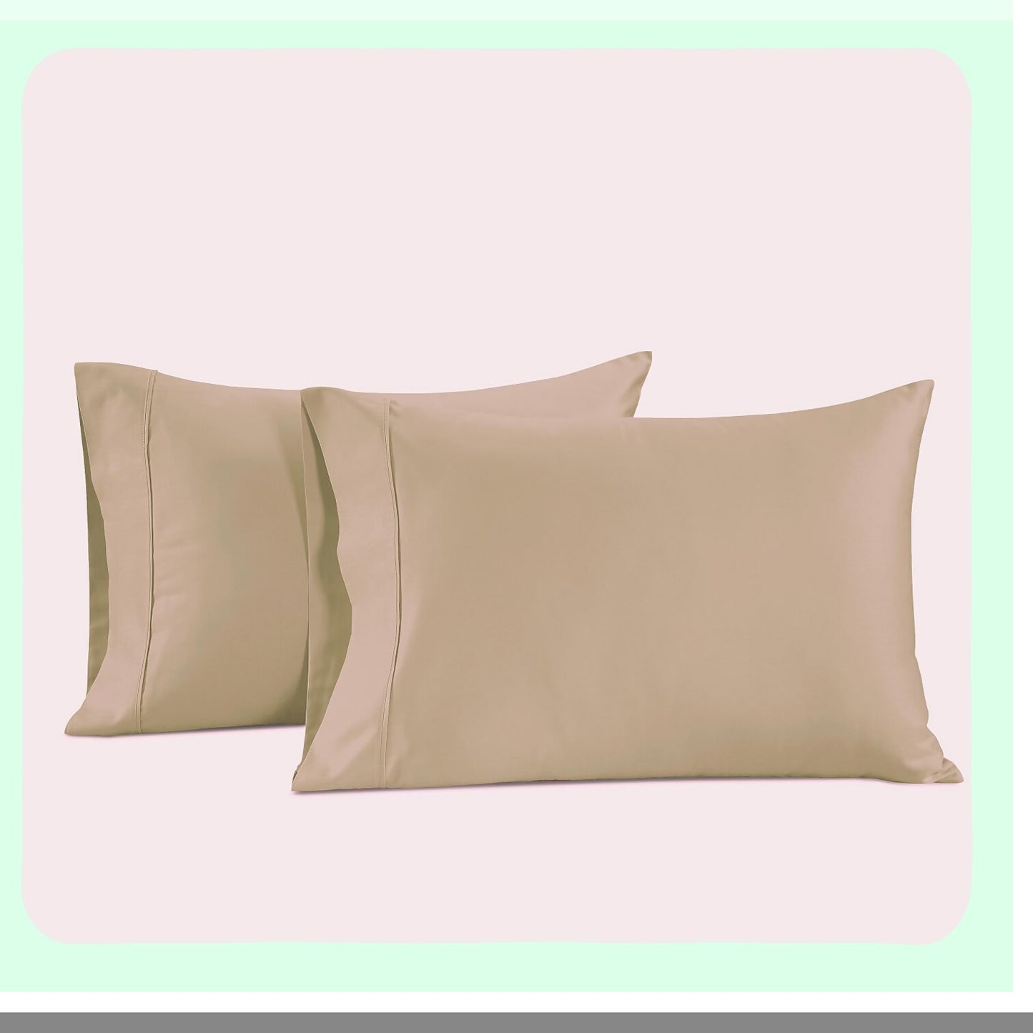 Luxury Cotton Pillowcase Set - 20x40 Taupe Envelope Closure - Soft Silk-like Fabric - Breathable & Easy Fit - Opulent Hem Details - Set of 2