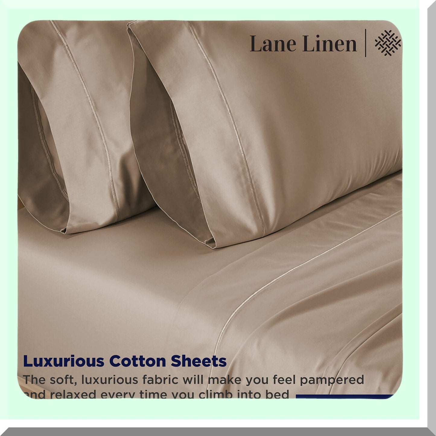 Luxury Cotton Pillowcase Set - 20x40 Taupe Envelope Closure - Soft Silk-like Fabric - Breathable & Easy Fit - Opulent Hem Details - Set of 2