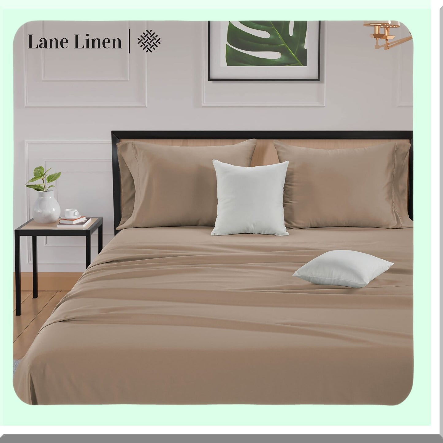 Luxury Cotton Pillowcase Set - 20x40 Taupe Envelope Closure - Soft Silk-like Fabric - Breathable & Easy Fit - Opulent Hem Details - Set of 2