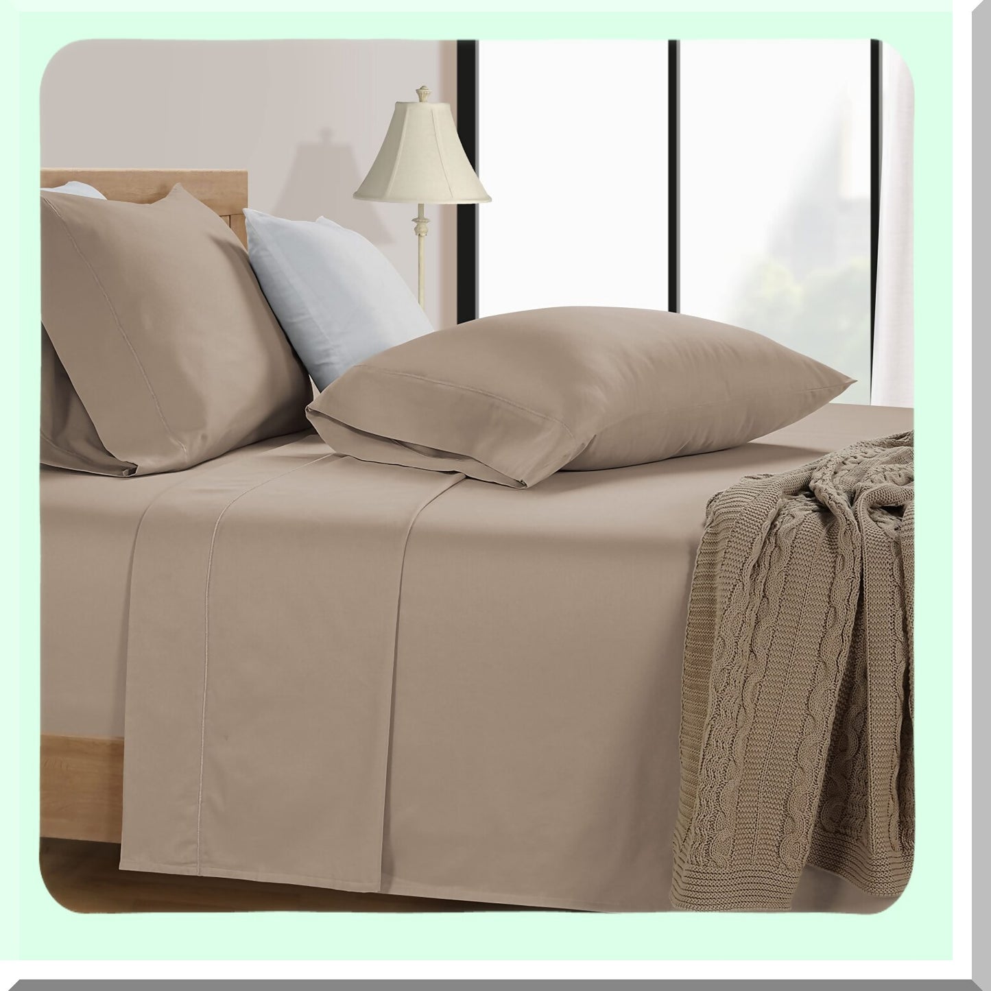 Luxury Cotton Pillowcase Set - 20x40 Taupe Envelope Closure - Soft Silk-like Fabric - Breathable & Easy Fit - Opulent Hem Details - Set of 2