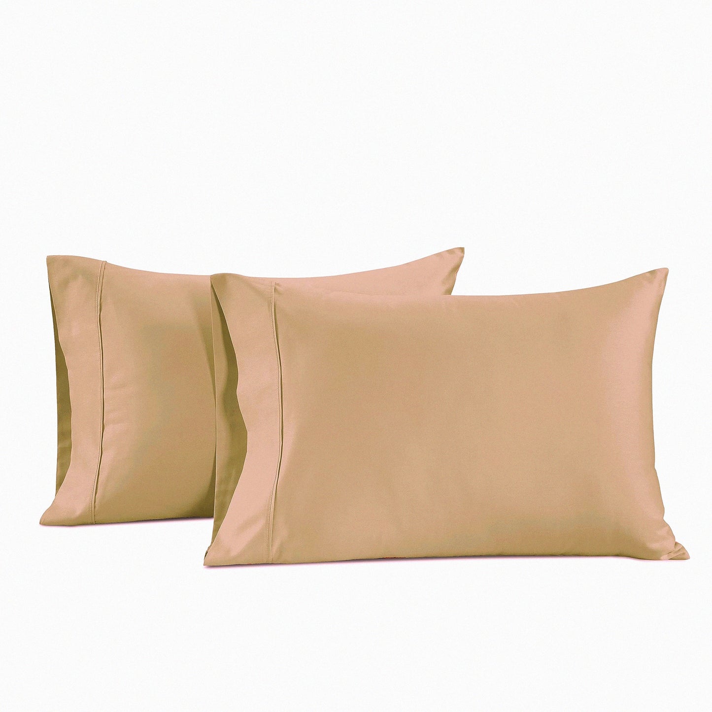 Luxury Cotton Pillowcase Set - 20x40 Taupe Envelope Closure - Soft Silk-like Fabric - Breathable & Easy Fit - Opulent Hem Details - Set of 2