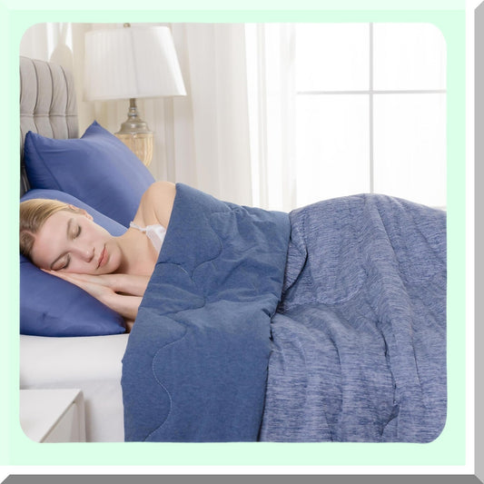 CoolMax All Season Cooling Comforter - Queen Size Navy Blue Blanket, Lightweight Summer Comforter with Q-Max 0.45 Cooling Fiber for Ultimate Comfort, 90"x90"