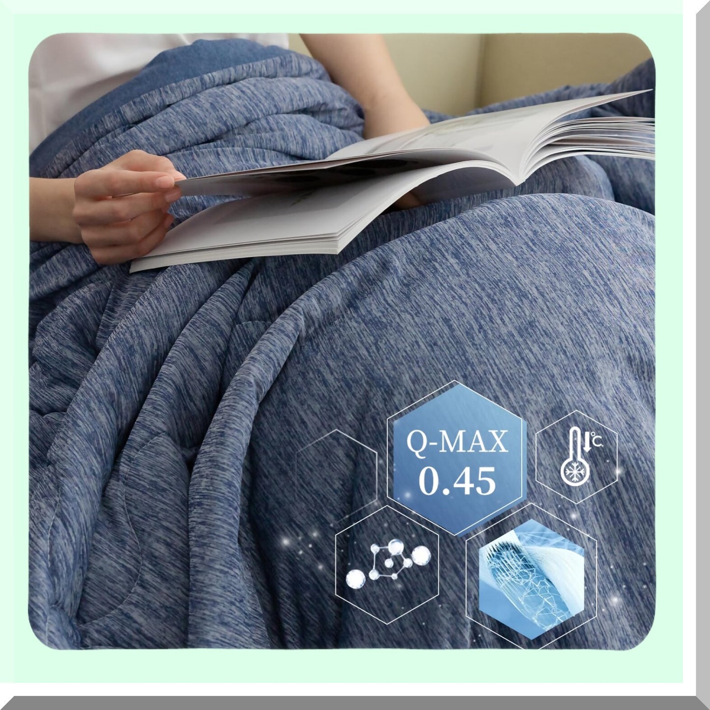 CoolMax All Season Cooling Comforter - Queen Size Navy Blue Blanket, Lightweight Summer Comforter with Q-Max 0.45 Cooling Fiber for Ultimate Comfort, 90"x90"