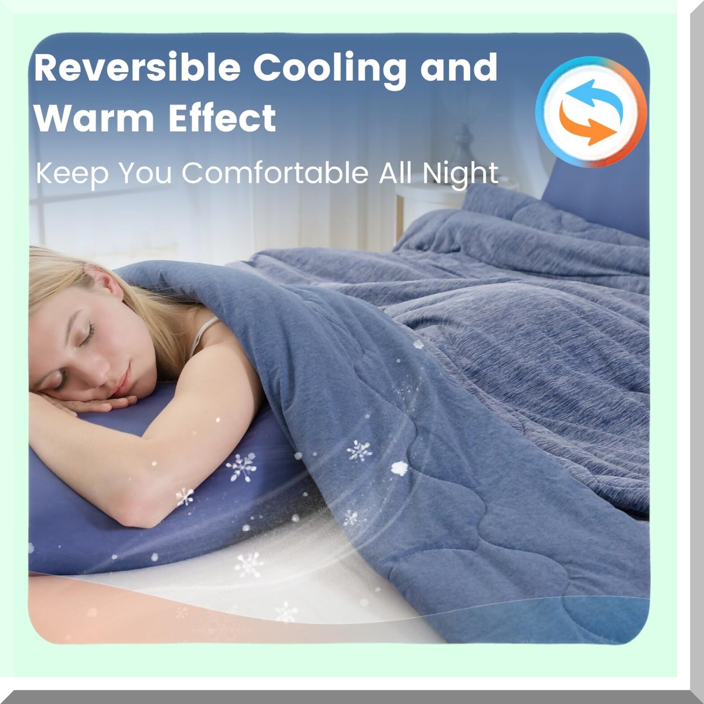 CoolMax All Season Cooling Comforter - Queen Size Navy Blue Blanket, Lightweight Summer Comforter with Q-Max 0.45 Cooling Fiber for Ultimate Comfort, 90"x90"