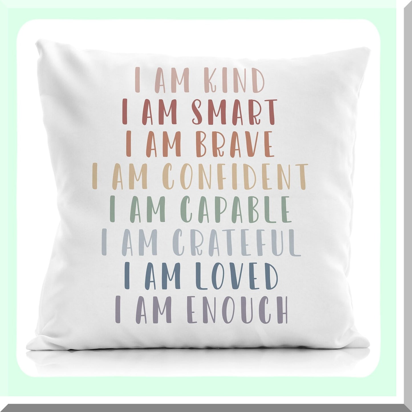 Rainbow Kindness Affirmations Pillowcase - Inspirational Decor for Teens Girls Nursery Room - Positive Cushion Cover 18x18 Inch