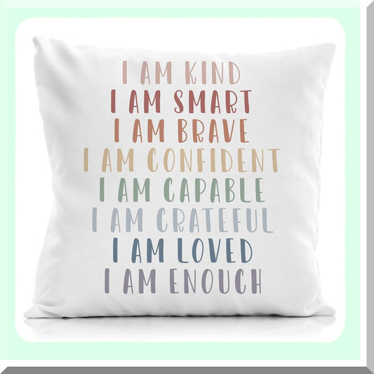 Rainbow Kindness Affirmations Pillowcase - Inspirational Decor for Teens Girls Nursery Room - Positive Cushion Cover 18x18 Inch