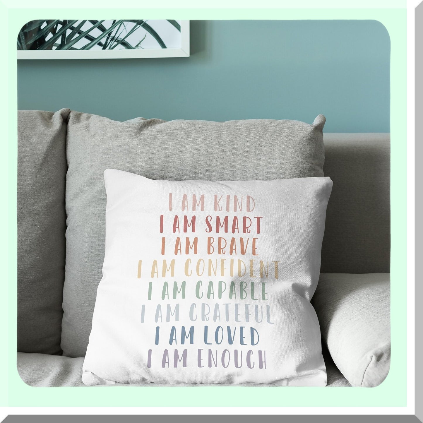 Rainbow Kindness Affirmations Pillowcase - Inspirational Decor for Teens Girls Nursery Room - Positive Cushion Cover 18x18 Inch