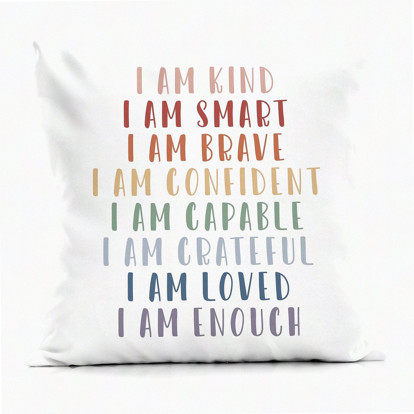 Rainbow Kindness Affirmations Pillowcase - Inspirational Decor for Teens Girls Nursery Room - Positive Cushion Cover 18x18 Inch