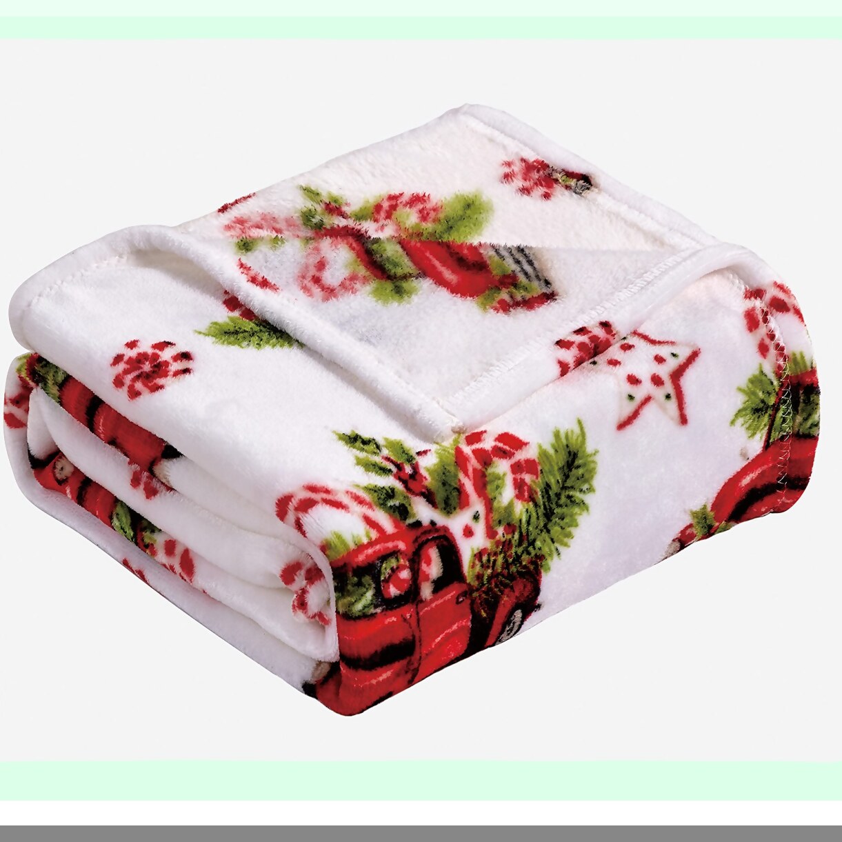 CozyFest Microplush Holiday Throw Blanket - Red Pickup Truck Design, 50" x 60""