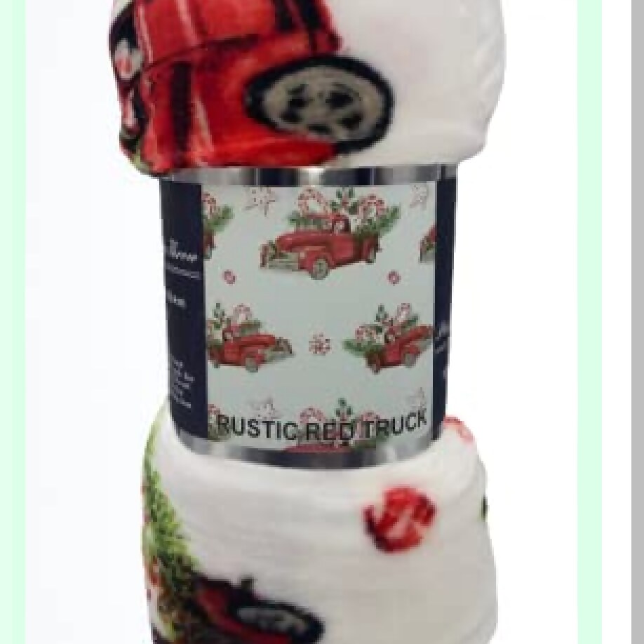 CozyFest Microplush Holiday Throw Blanket - Red Pickup Truck Design, 50" x 60""