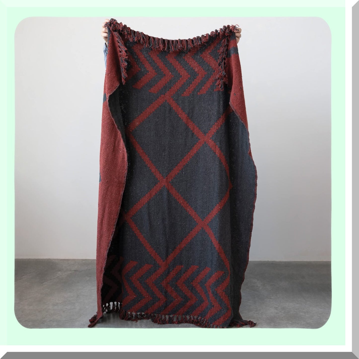 EcoGeo Multicolor Recycled Cotton Throw Blanket with Fringe