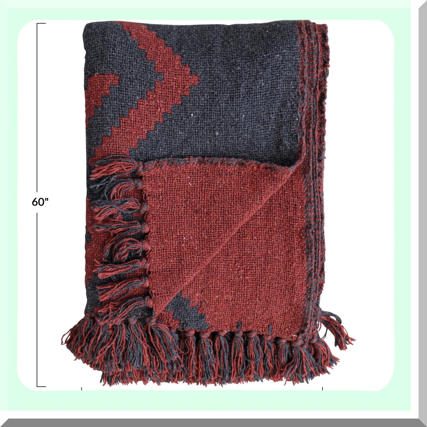 EcoGeo Multicolor Recycled Cotton Throw Blanket with Fringe