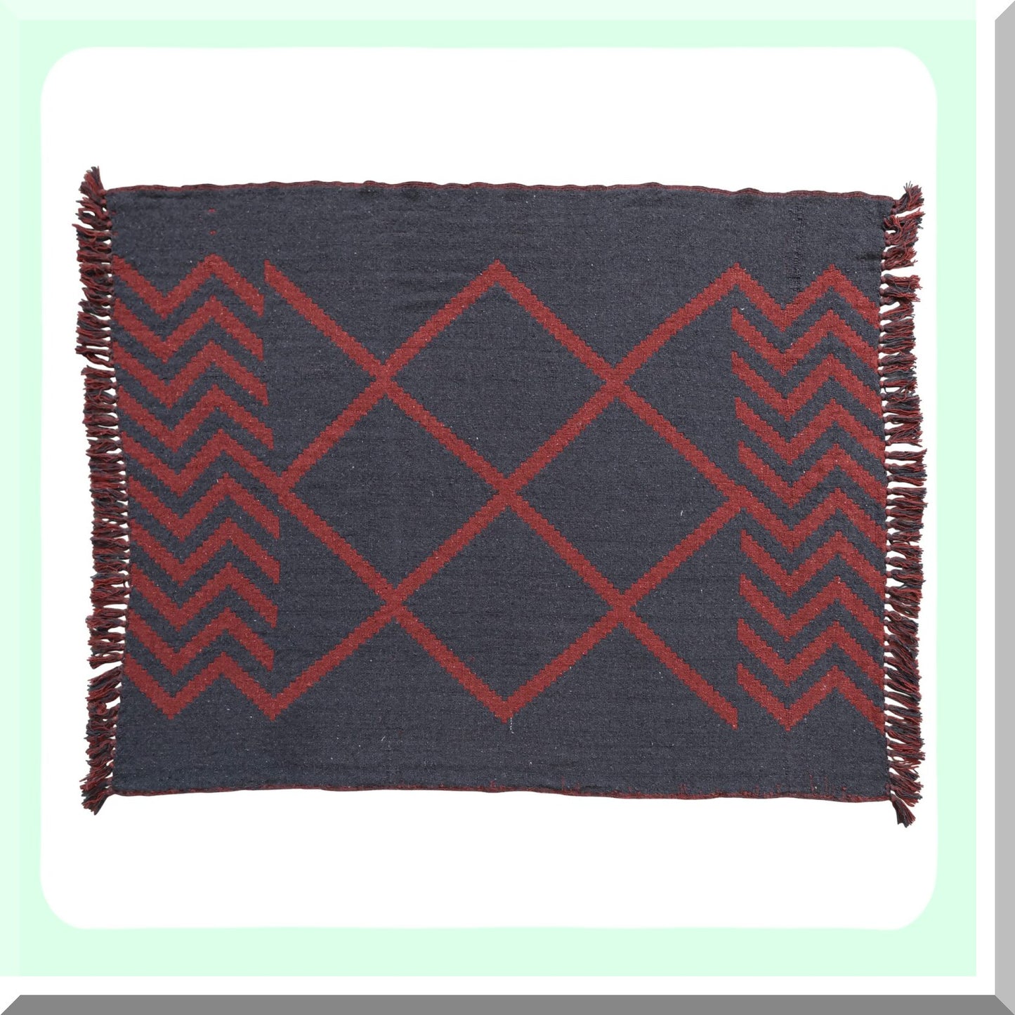 EcoGeo Multicolor Recycled Cotton Throw Blanket with Fringe