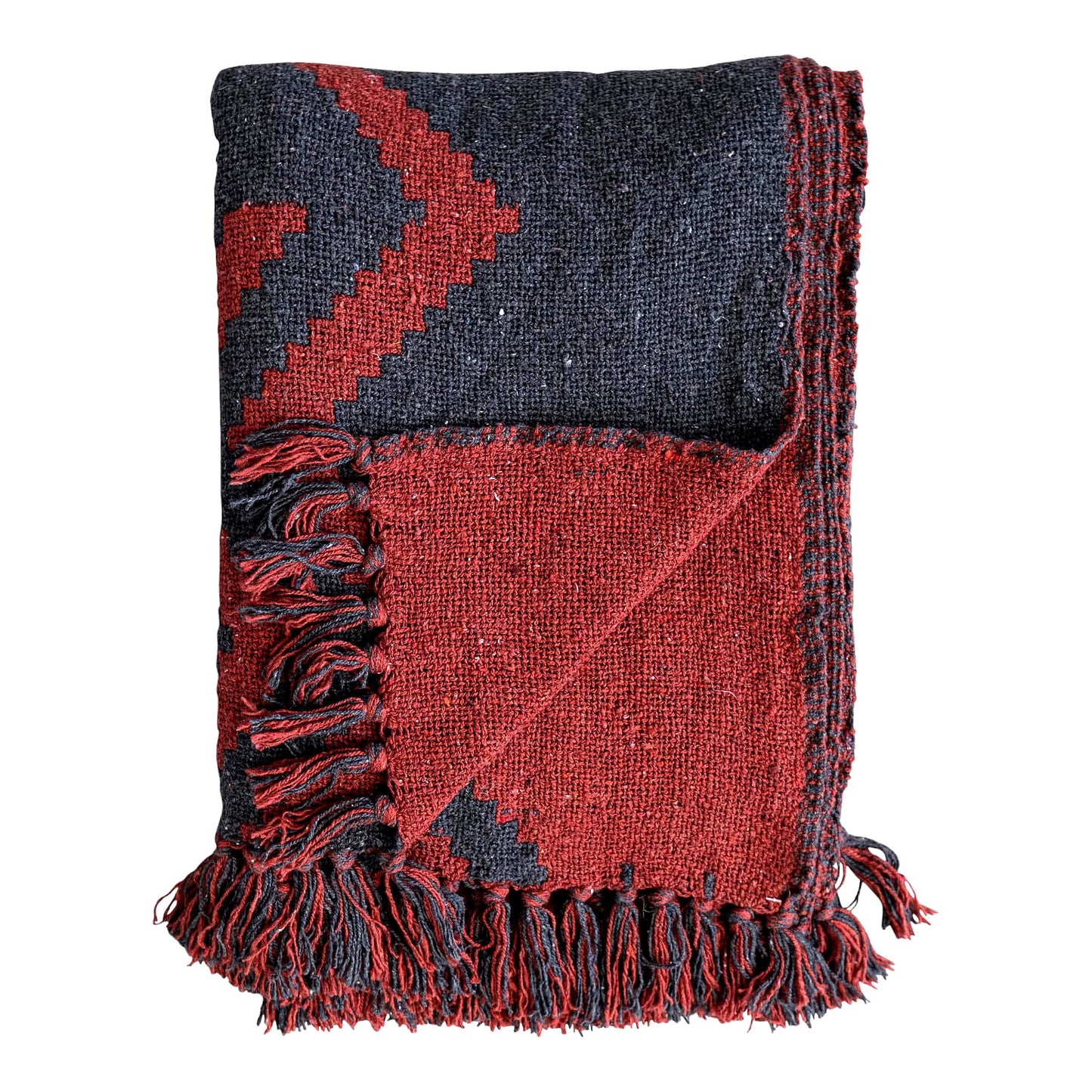 EcoGeo Multicolor Recycled Cotton Throw Blanket with Fringe