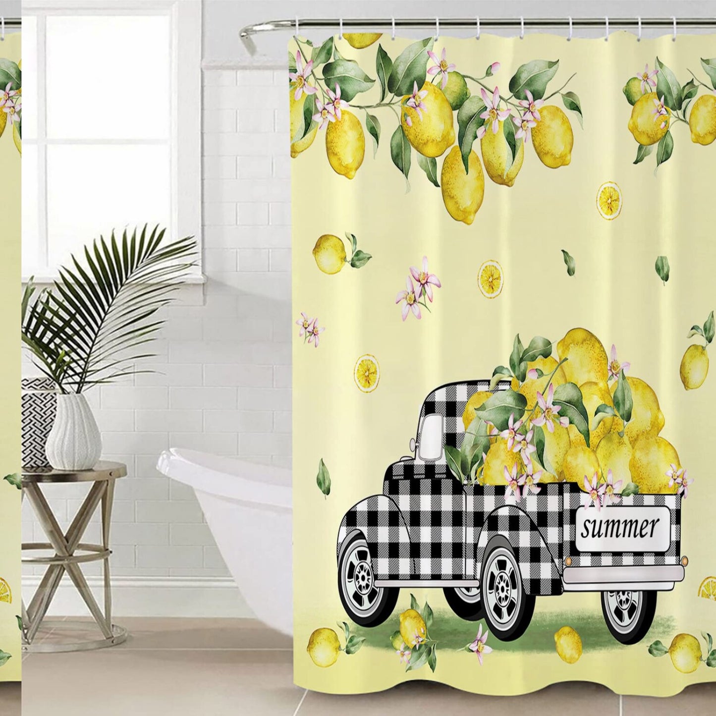 Lemon Truck Shower Curtain 72x72 Waterproof Polyester