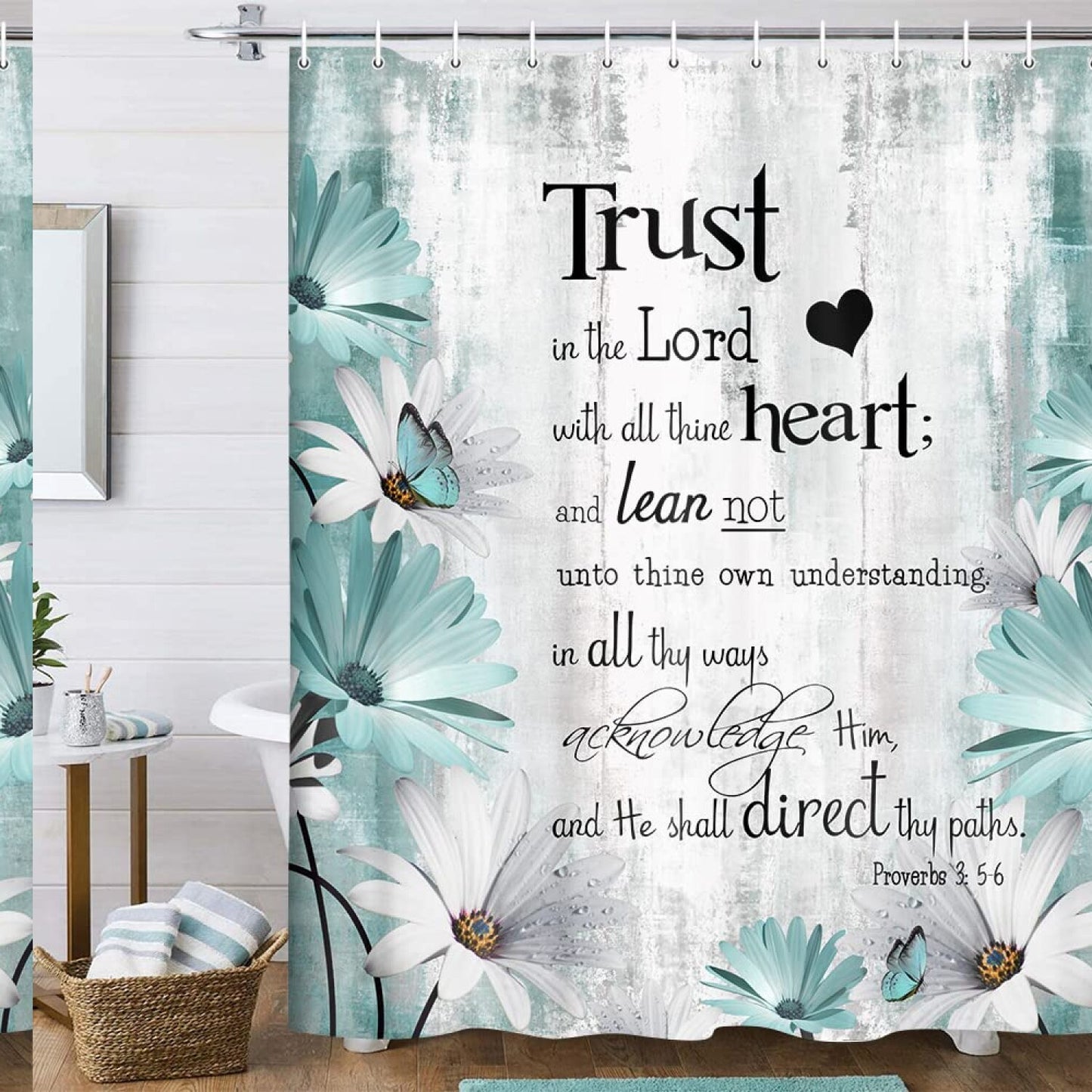 Rustic Farmhouse Teal Shower Curtain 69x70