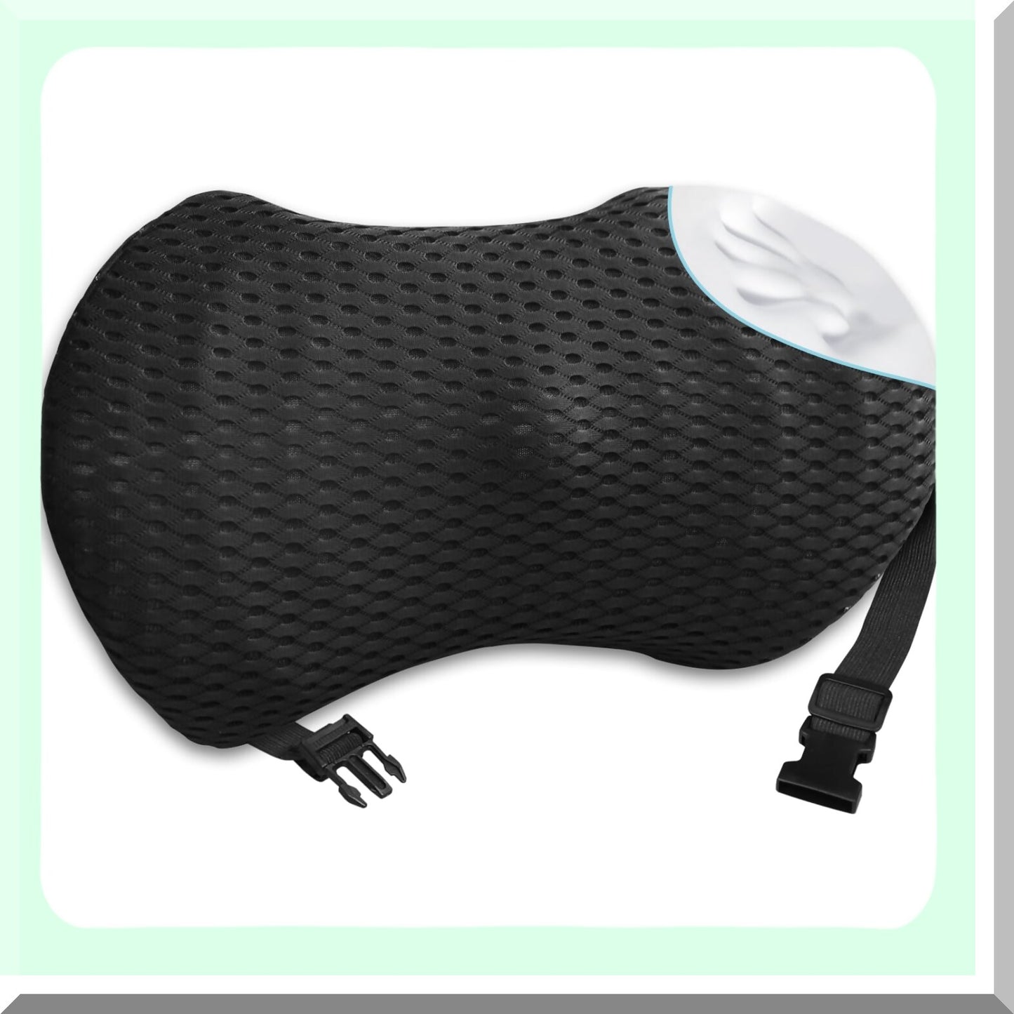 AdjustaFoam Lumbar Support Pillow - Strap-On Relief for Lower Back Pain. Memory Foam Cushion for Car, Bed, Office, Gaming Chair. Improve Posture & Comfort.