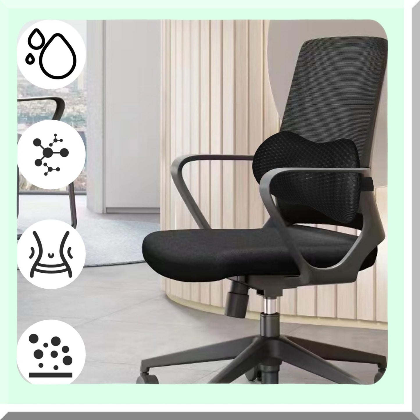 AdjustaFoam Lumbar Support Pillow - Strap-On Relief for Lower Back Pain. Memory Foam Cushion for Car, Bed, Office, Gaming Chair. Improve Posture & Comfort.