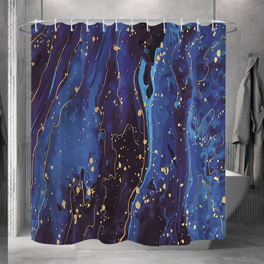 Blue Watercolor Marble Shower Curtain 72x72 inches