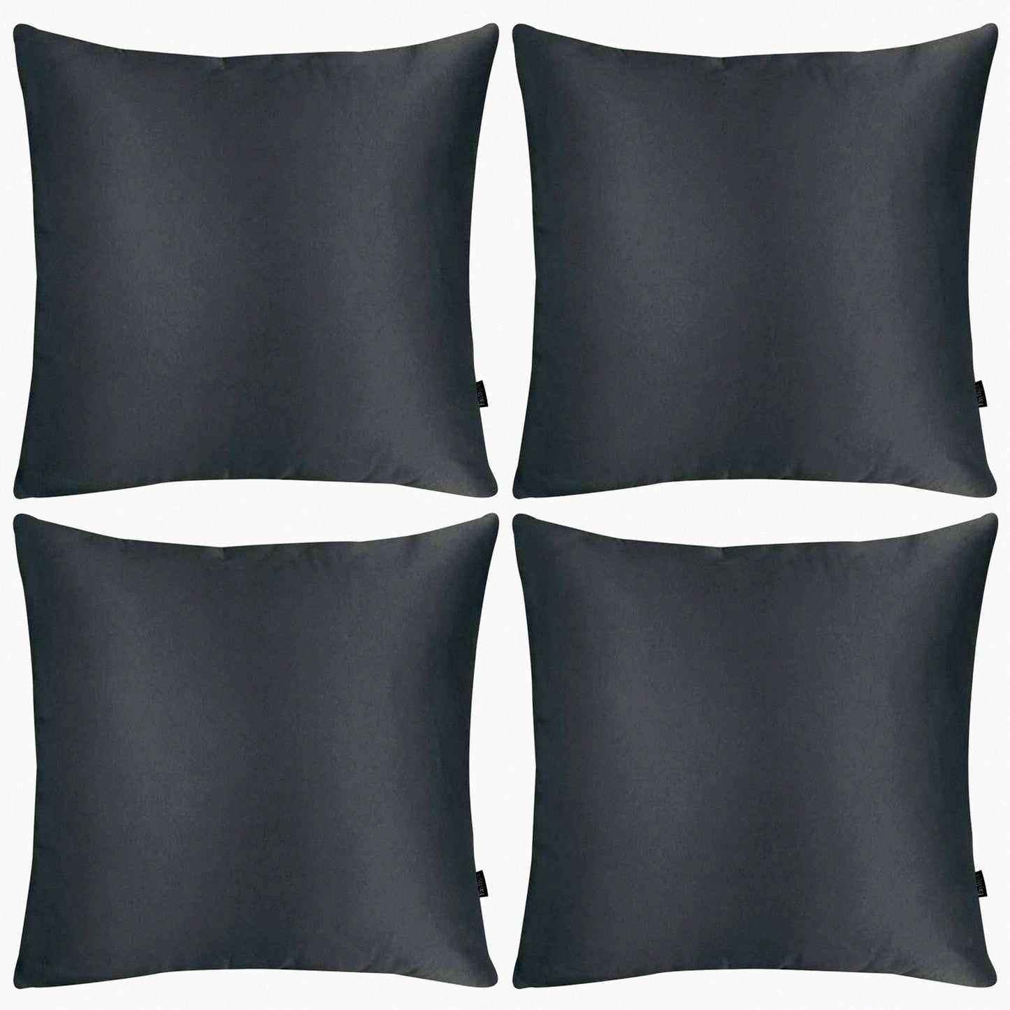 Luxury Silk Black Pillow Covers - Set of 4 | Soft Decorative Throw Pillow Cases | Solid Dyed Home Decor | 20" x 20" | Premium Quality Silk Fabric