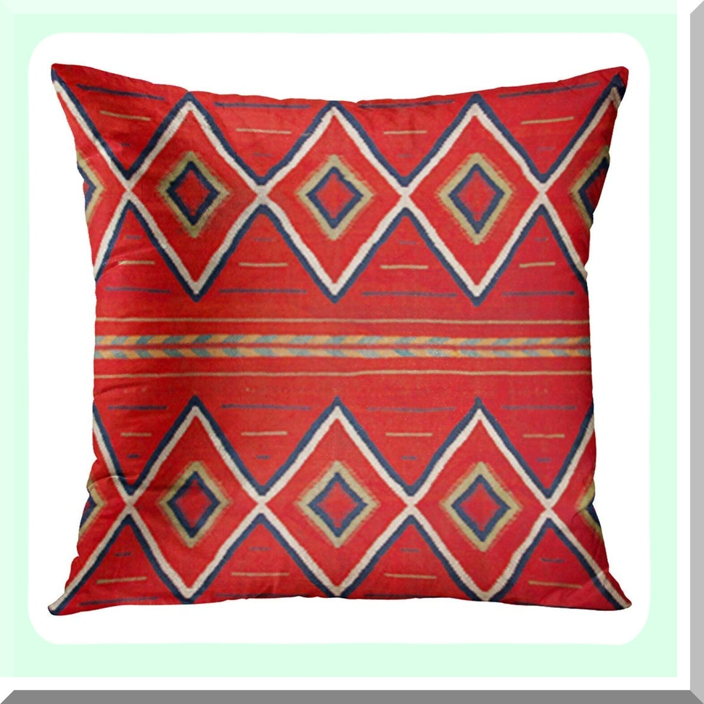 Southwest Geometric Red Tribal Pillow Covers - Set of 4 | Country Home Decor Square 18x18 Inches | Cultural Hue Western Decorative Pillowcases