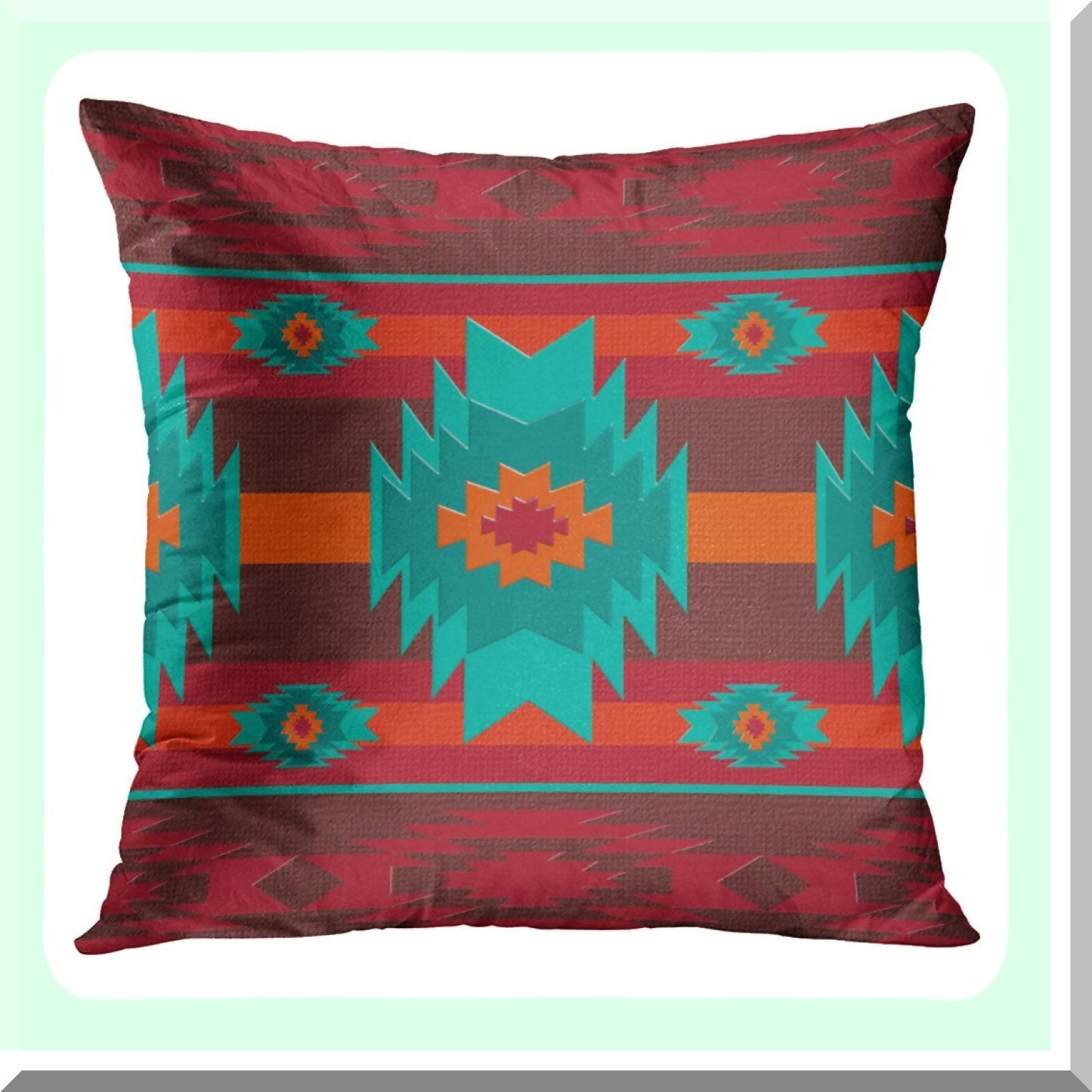 Southwest Geometric Red Tribal Pillow Covers - Set of 4 | Country Home Decor Square 18x18 Inches | Cultural Hue Western Decorative Pillowcases