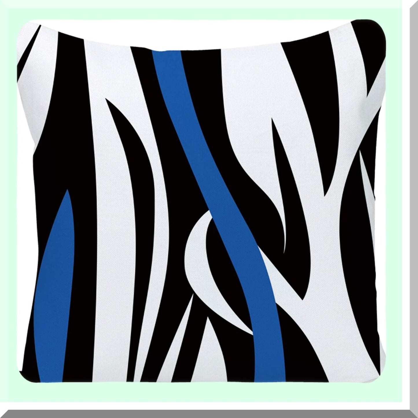 Abstract Stripe Dot Pillowcase Set - Blue Black White Decorative Throw Pillow Covers for Home Decor - Modern Square 18x18 Inches
