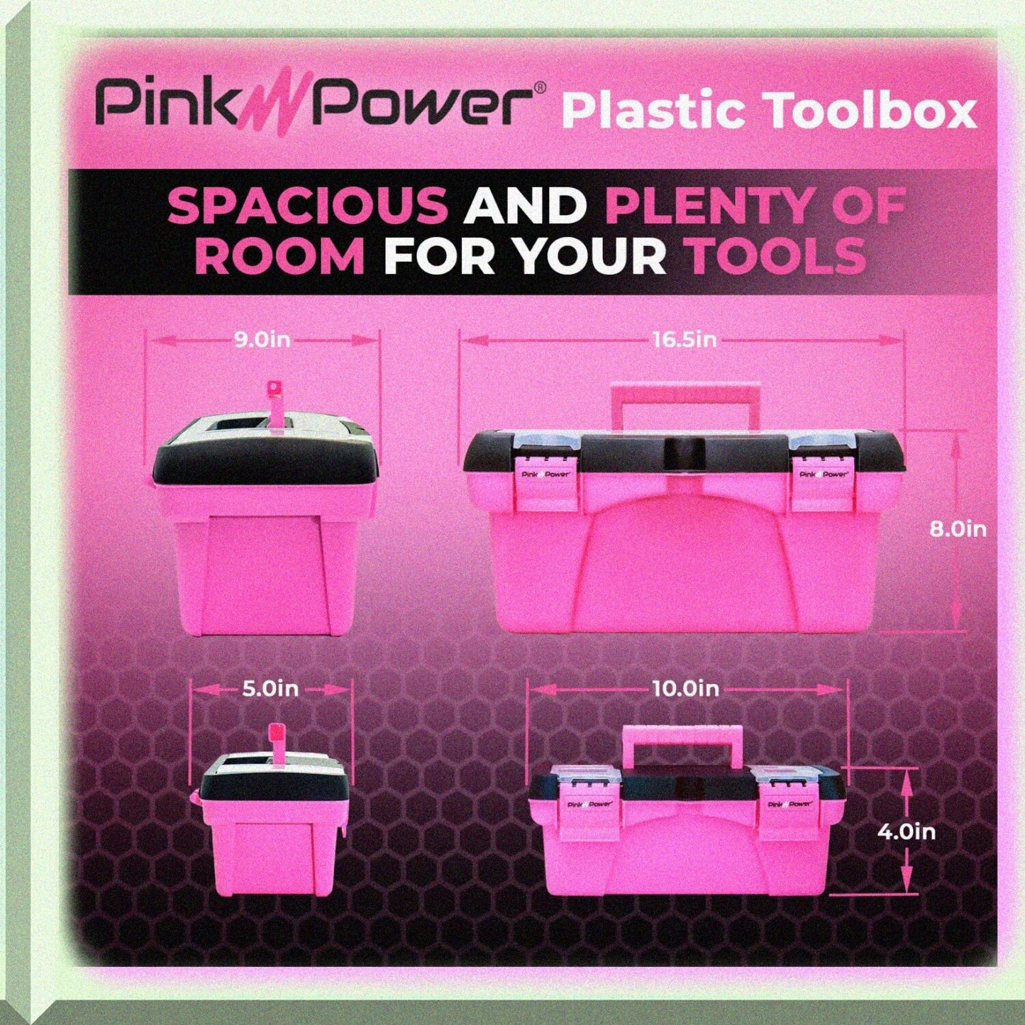 2-Pack Plastic Tool Boxes with Handles, Small and Large