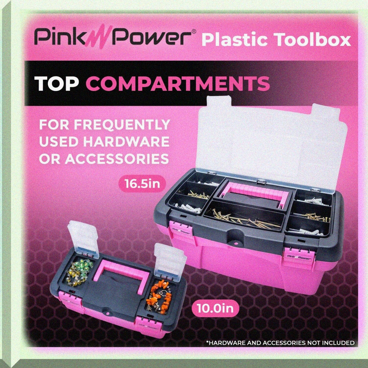 2-Pack Plastic Tool Boxes with Handles, Small and Large
