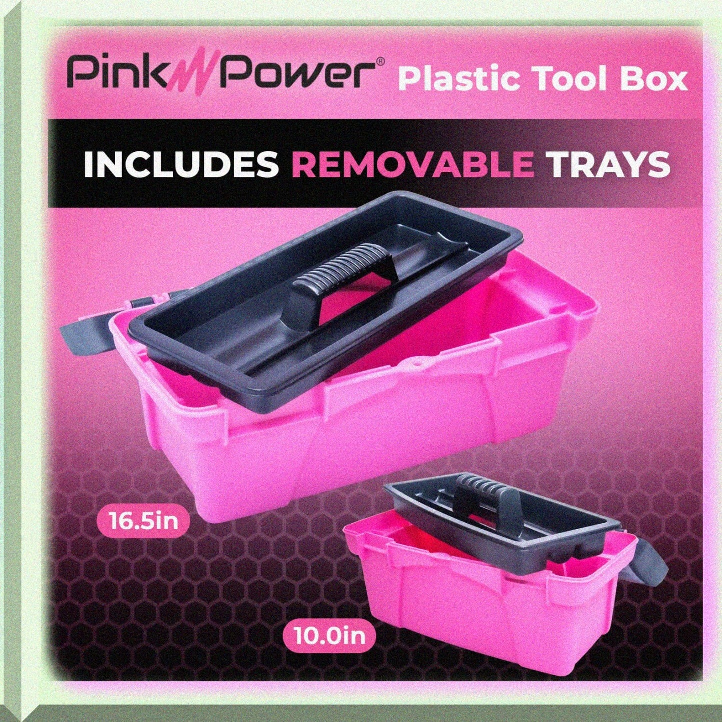 2-Pack Plastic Tool Boxes with Handles, Small and Large