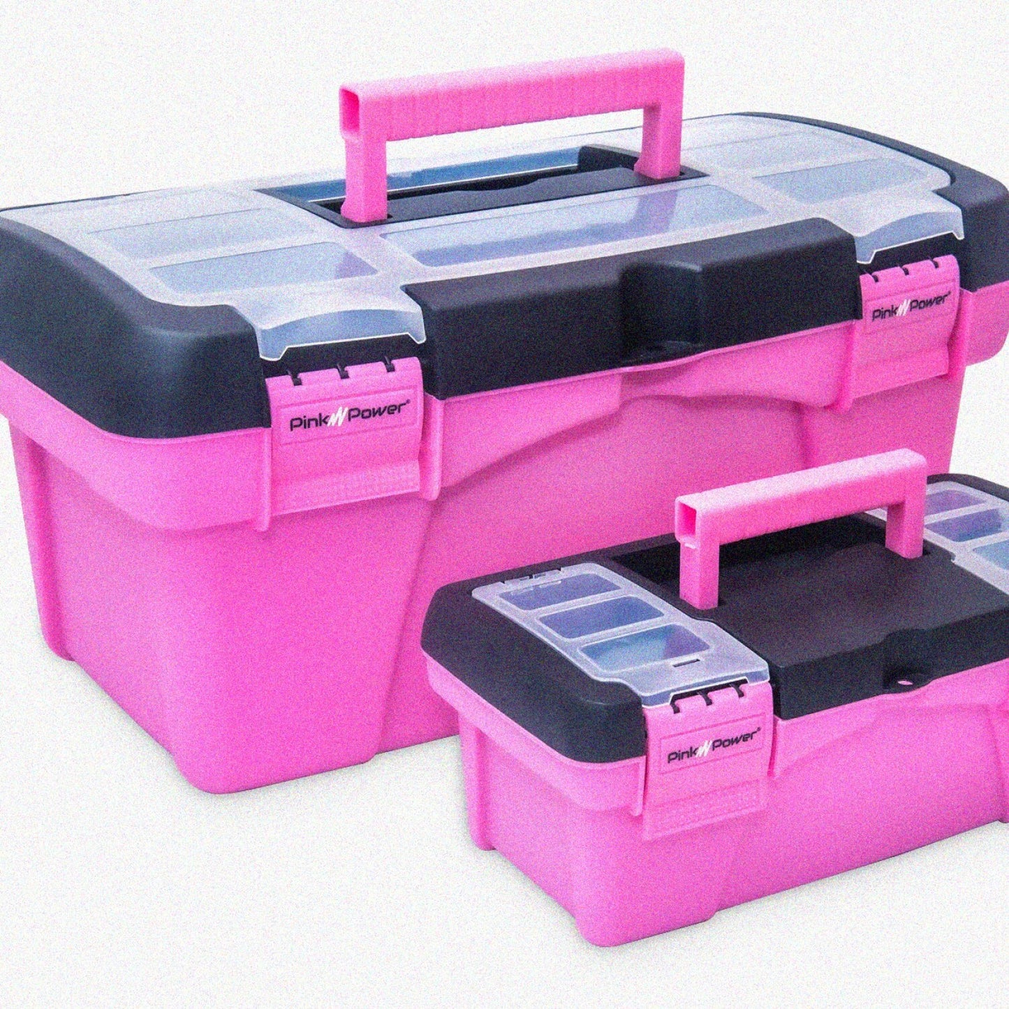 2-Pack Plastic Tool Boxes with Handles, Small and Large