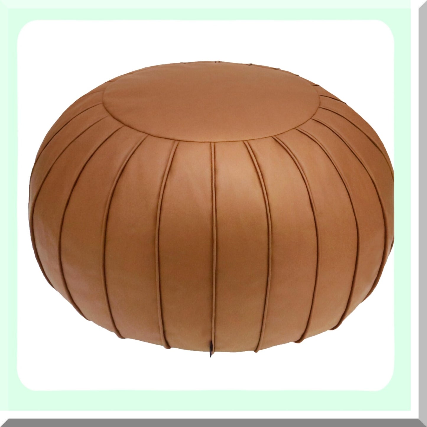 Luxury Suede Round Storage Footstool - Brown Ottoman Pouf for Living Room & Bedroom - 21.6" x 13" Floor Cushion - Wedding Decor - No Filler Included