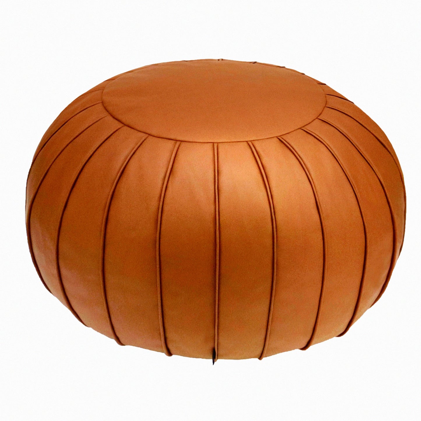 Luxury Suede Round Storage Footstool - Brown Ottoman Pouf for Living Room & Bedroom - 21.6" x 13" Floor Cushion - Wedding Decor - No Filler Included