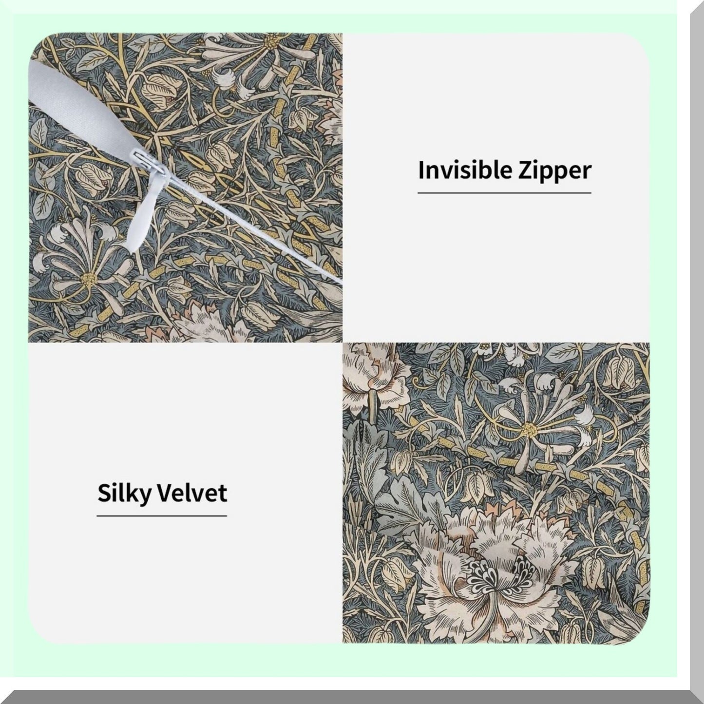 Pimpernel Velvet Decorative Pillow Covers - Soft Cushion Cases for Home Decor - Living Room, Bed, Couch, Car - 18x18 Inch - Set of 13 - William Morris Inspired