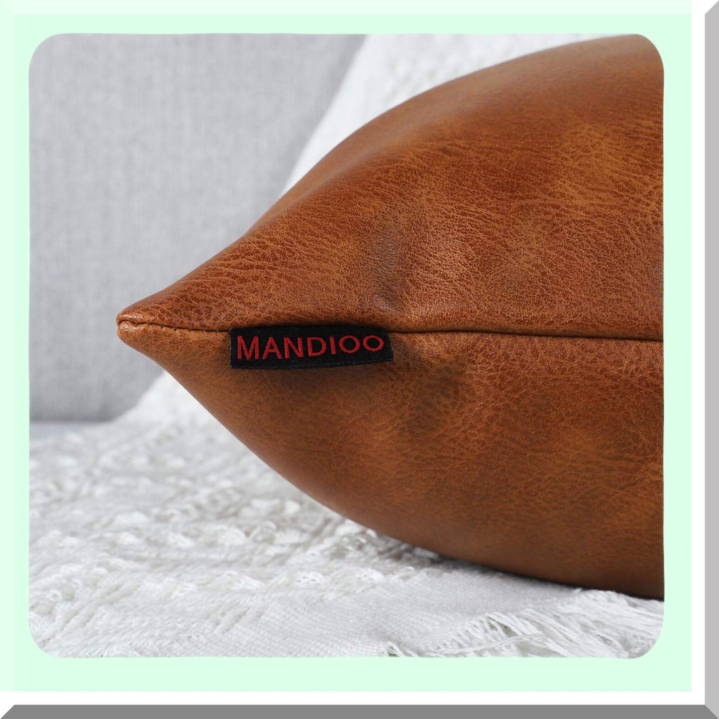 Luxury Leather Decorative Pillow Covers - Modern Solid Outdoor Cushion Cases for Couch Sofa Bed - Set of 2 - 20x20 Inches - Brown - Luxury Pillowcases