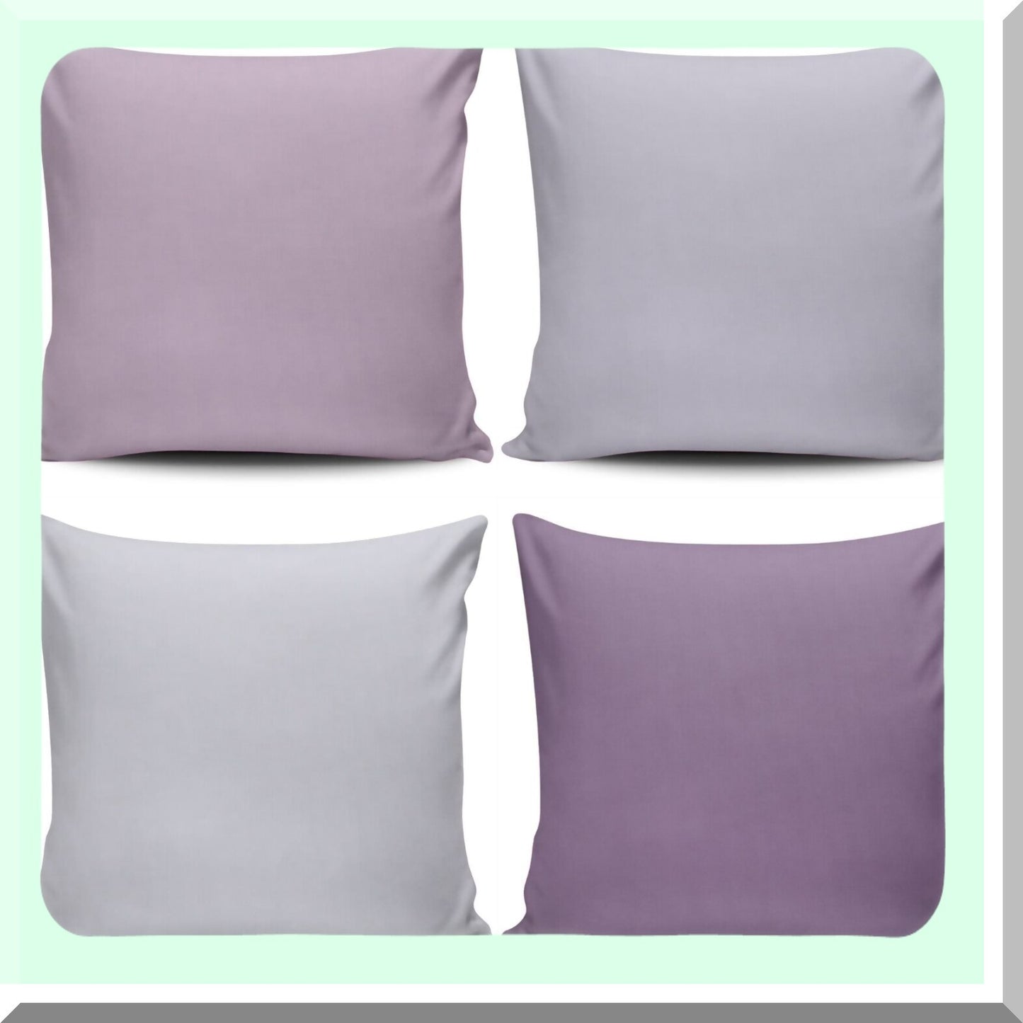 Lavender Orchid Cushion Covers - Set of 4 Solid Color 24x24 Inches Decorative Pillow Cases for Sofa, Bedroom, Accent Couch - Lilac Grey Square Pillowcase