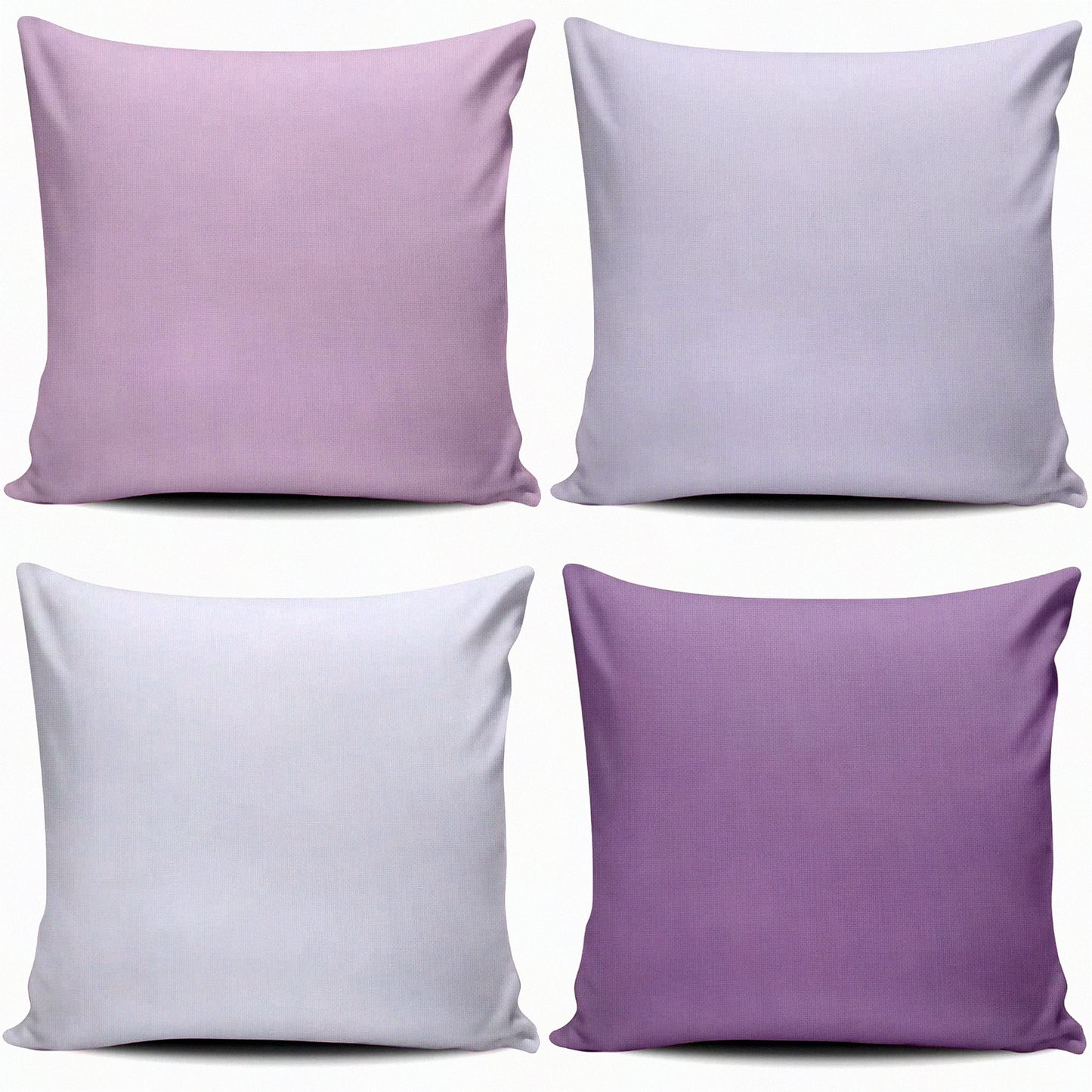 Lavender Orchid Cushion Covers - Set of 4 Solid Color 24x24 Inches Decorative Pillow Cases for Sofa, Bedroom, Accent Couch - Lilac Grey Square Pillowcase