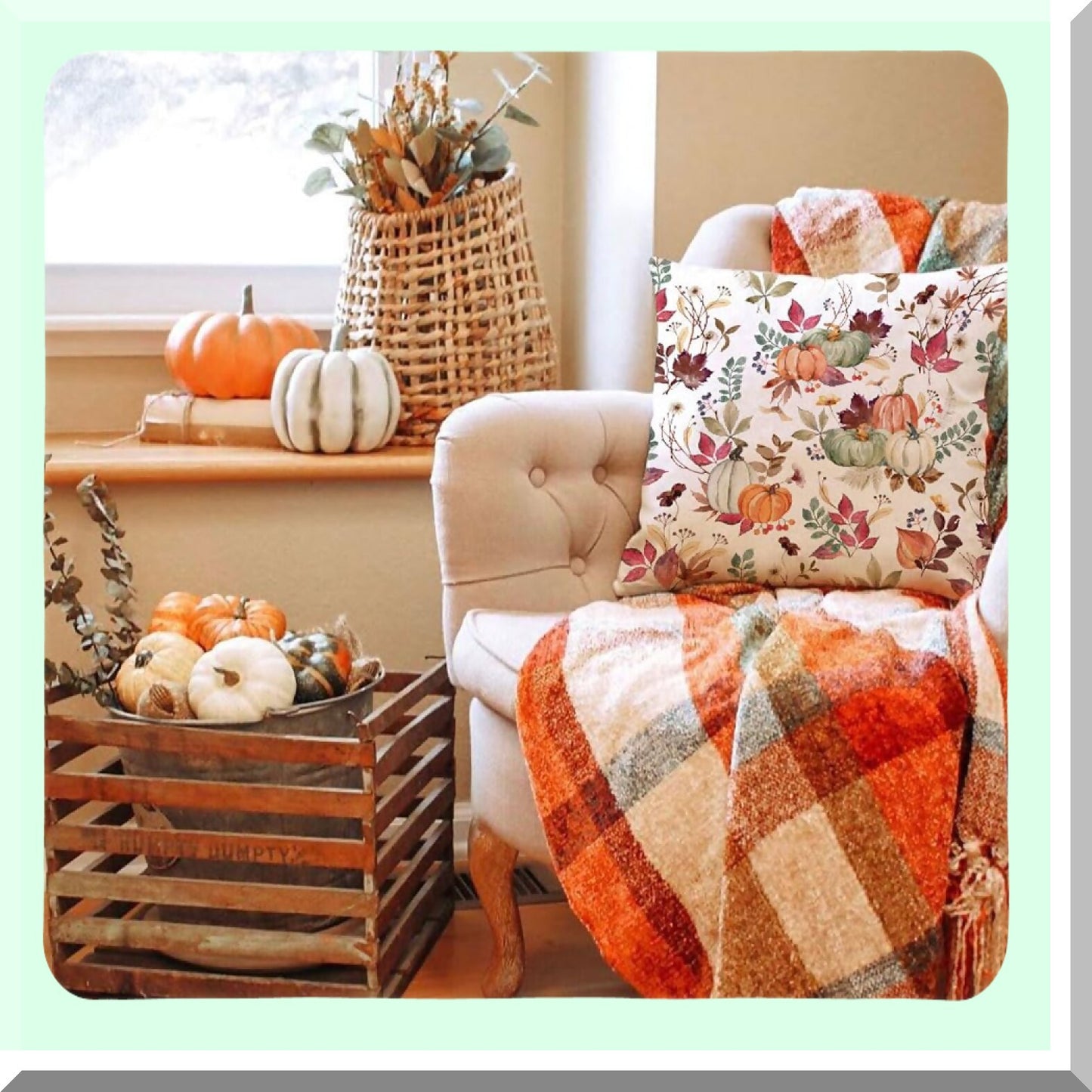 Autumn Harvest Pillow Covers - Set of 2 18x18 inch Decorative Throw Pillow Covers with Pumpkin, Maple Leaf, and Flower Designs for Fall Farmhouse Decor