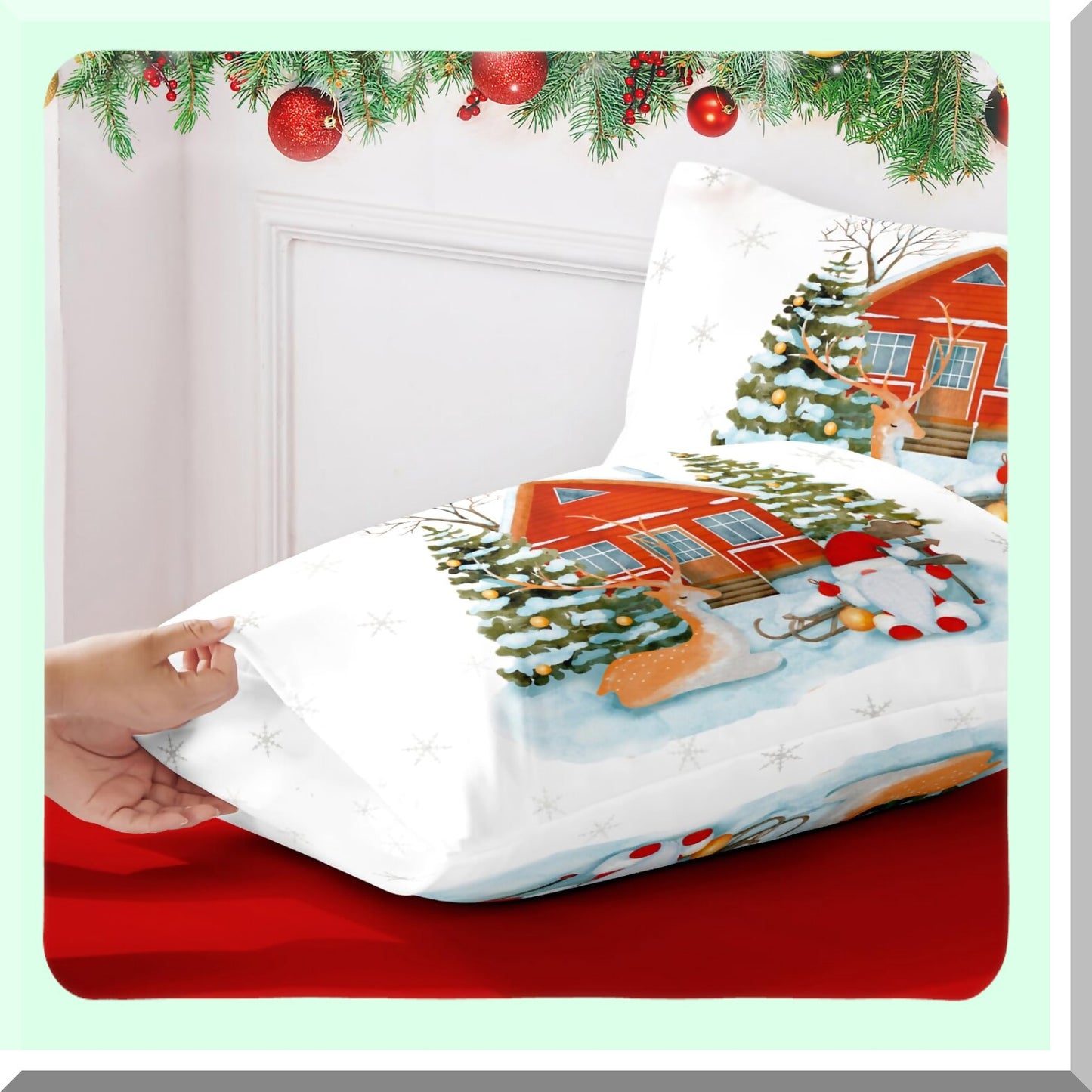 Red Bliss Pillowcase Set - Queen Size (2 Pack) | 1800 Thread Count Microfiber | Envelope Closure | Super Soft, Fade & Stain Resistant | 20"x30"