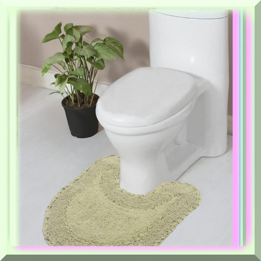 Double Ruffle Cotton Bathroom Rug Set 20x20 Sage