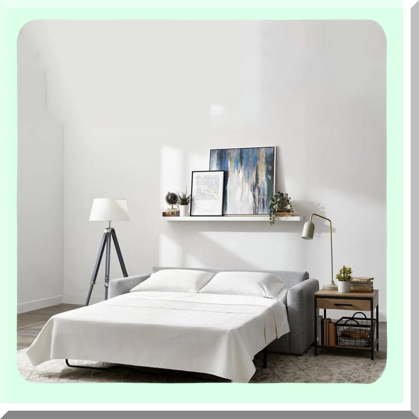 Luxury Microfiber Sofa Bed Sheet Set - 4 Piece Full Size Sleeper Sofa Sheets - White Brushed Bedsheets - Fits Up to 8" Mattress - Soft & Cozy Bedding
