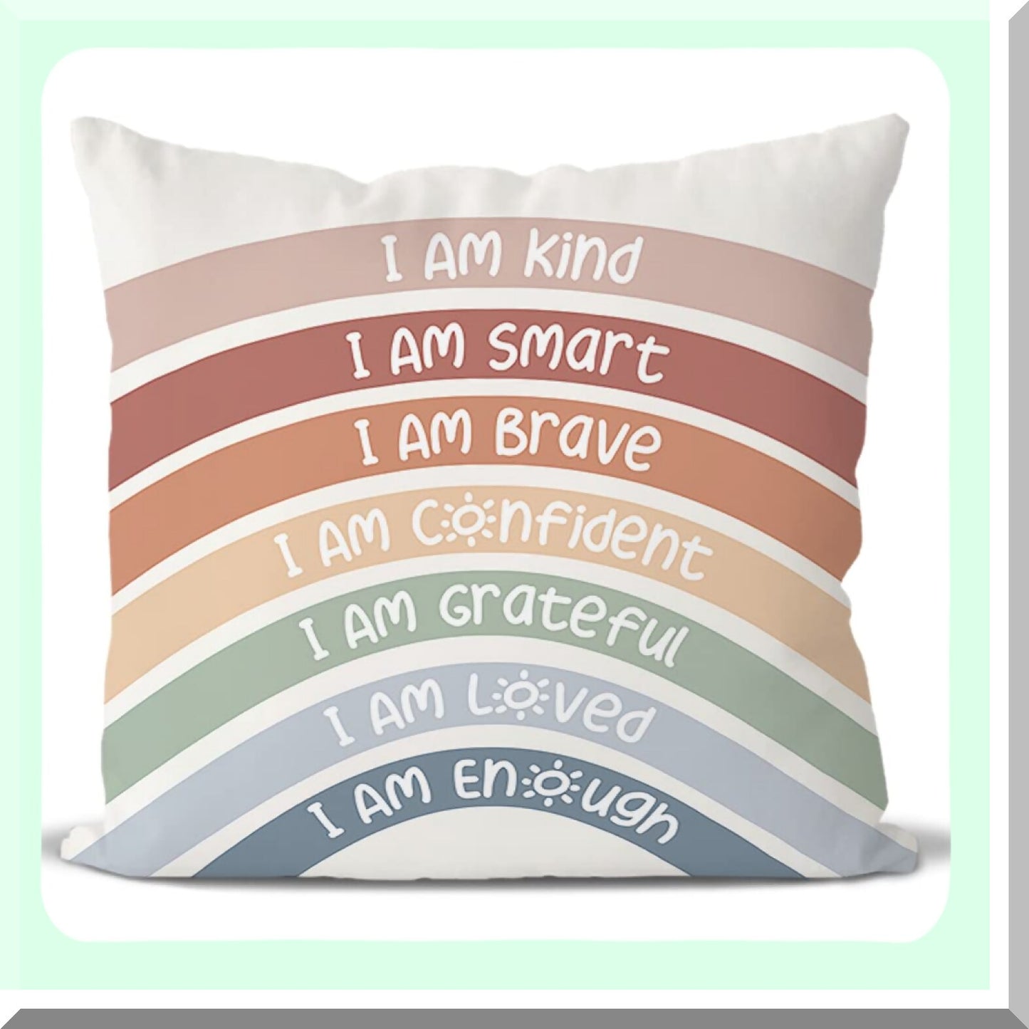 Boho Rainbow Reading Corner Pillow Covers - Calming Corner Decor for Home Bedroom & Playroom - 18x18 Inch Pillowcase for Book Center