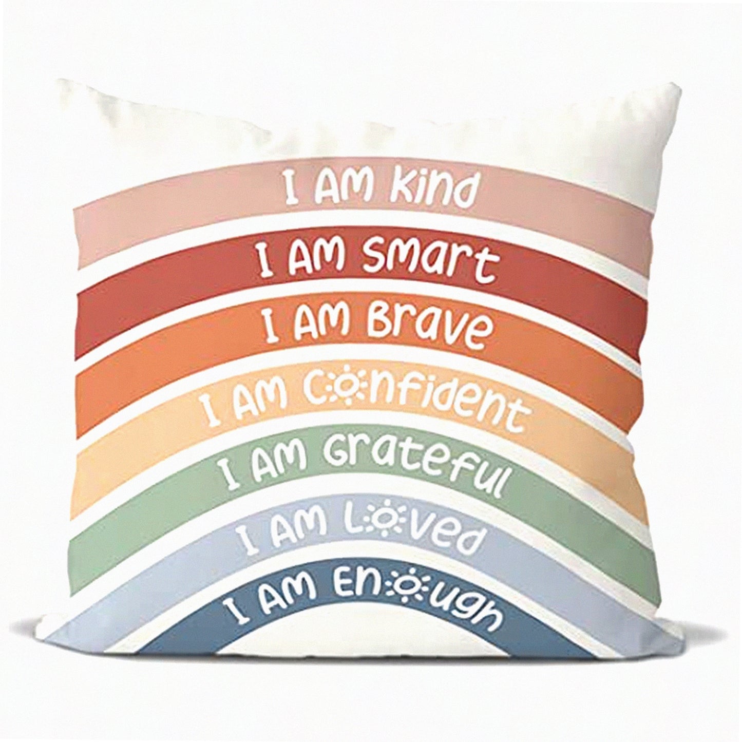 Boho Rainbow Reading Corner Pillow Covers - Calming Corner Decor for Home Bedroom & Playroom - 18x18 Inch Pillowcase for Book Center