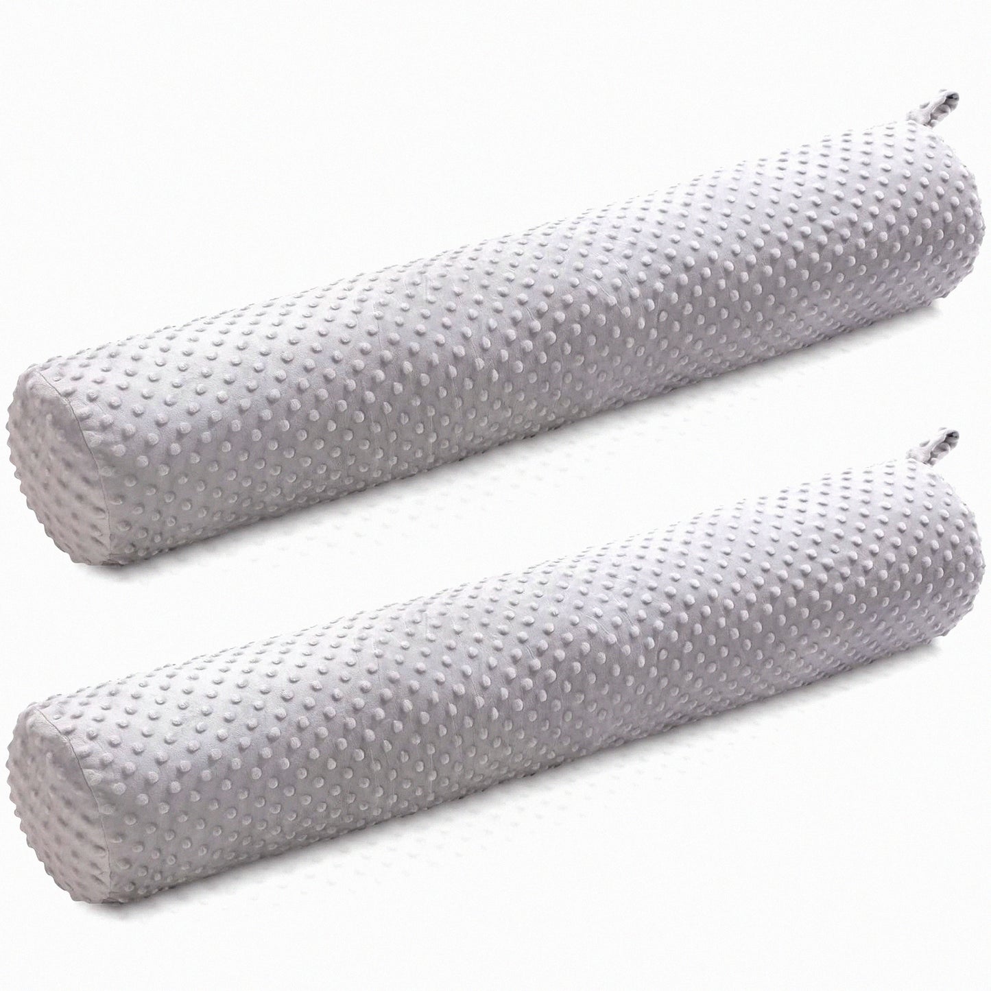 OrthoSupport Cervical Roll Pillow Set - 2 Pack Long Bolster Pillows for Neck and Spine Relief. Soft Cylinder Body Pillow with Washable Cover. Ideal for Bed, Neck, and Leg Support. Gray Color.