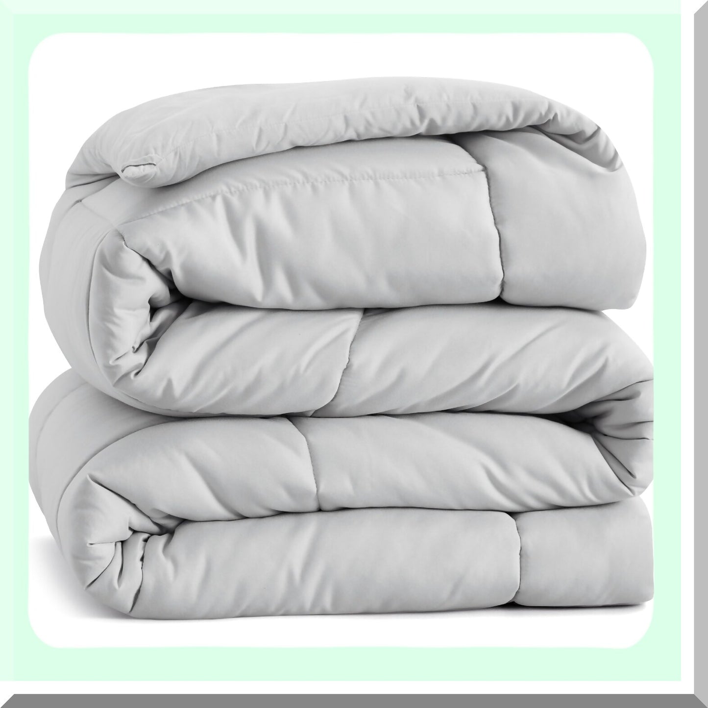 Luxury Cloud Oversized Comforter - Light Grey Quilted Duvet Insert for All Seasons - Down Alternative Bedding with Corner Tabs - King Size Comforters