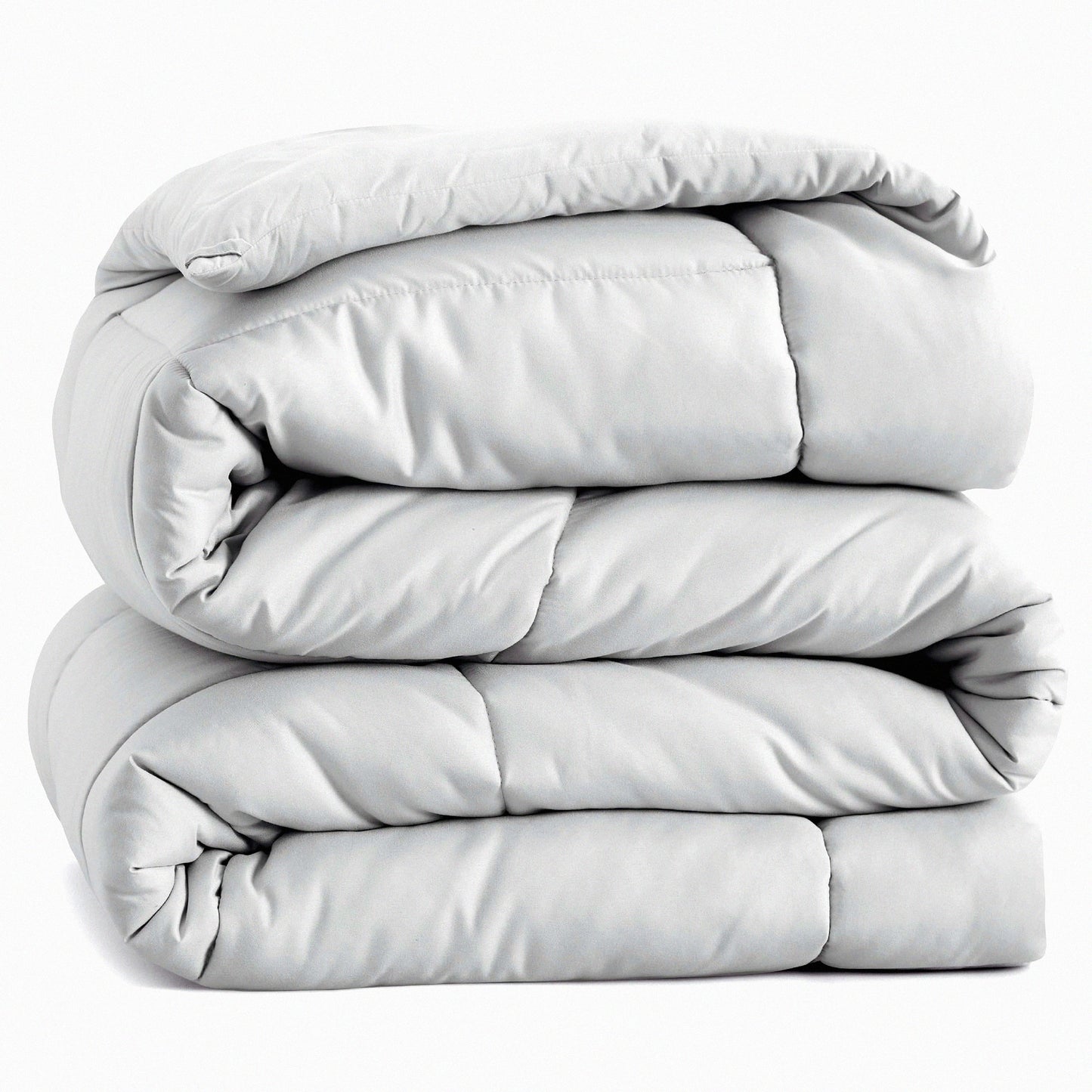 Luxury Cloud Oversized Comforter - Light Grey Quilted Duvet Insert for All Seasons - Down Alternative Bedding with Corner Tabs - King Size Comforters